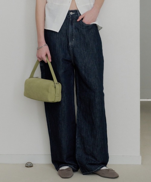 GIUNON（ジウノン）の「wide stitch adjustable denim / ワイドステッチアジャスタブルデニム（デニムパンツ・レディース・ブルー/ブラック・1/0）」の16枚目の写真