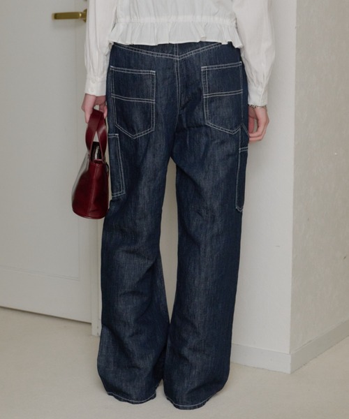 GIUNON（ジウノン）の「wide stitch adjustable denim / ワイドステッチアジャスタブルデニム（デニムパンツ・レディース・ブルー/ブラック・1/0）」の8枚目の写真