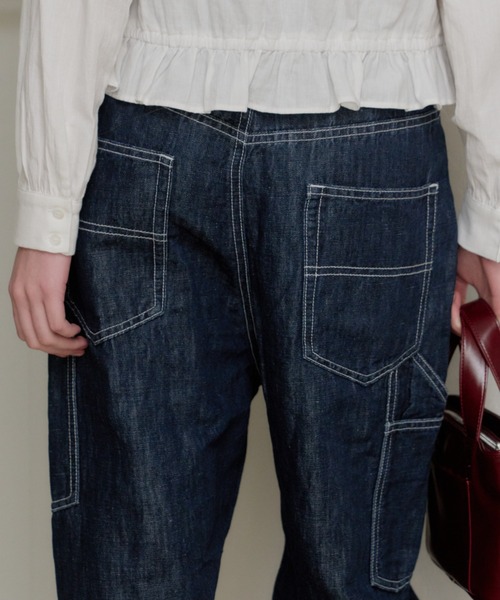 GIUNON（ジウノン）の「wide stitch adjustable denim / ワイドステッチアジャスタブルデニム（デニムパンツ・レディース・ブルー/ブラック・1/0）」の9枚目の写真