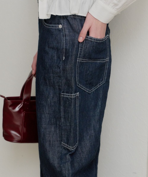 GIUNON（ジウノン）の「wide stitch adjustable denim / ワイドステッチアジャスタブルデニム（デニムパンツ・レディース・ブルー/ブラック・1/0）」の10枚目の写真