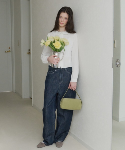 GIUNON（ジウノン）の「wide stitch adjustable denim / ワイドステッチアジャスタブルデニム（デニムパンツ・レディース・ブルー/ブラック・1/0）」の13枚目の写真