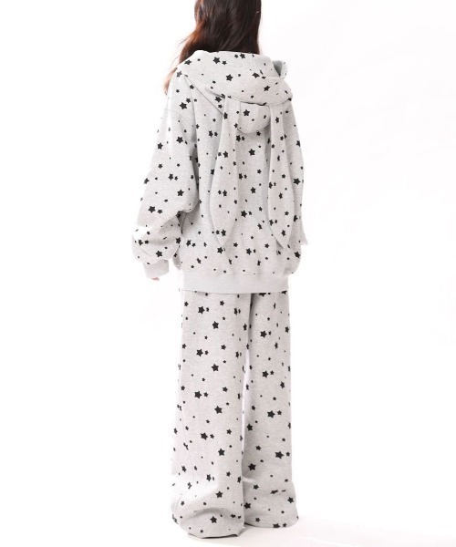 WEGO（ウィゴー）の「WEGO/うさ耳星柄ジップパーカー＆パンツ上下セット（セットアップ・レディース・グレー/ホワイト・LARGE/MEDIUM）」の5枚目の写真