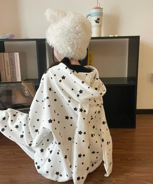 WEGO（ウィゴー）の「WEGO/うさ耳星柄ジップパーカー＆パンツ上下セット（セットアップ・レディース・グレー/ホワイト・LARGE/MEDIUM）」の21枚目の写真