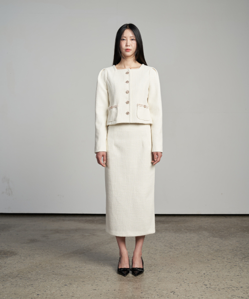 320SHOWROOM(320ショールーム)の「Tweed Puff Sleeve Jacket Cream(その他アウター・レディース・その他・SMALL)」の3枚目の写真