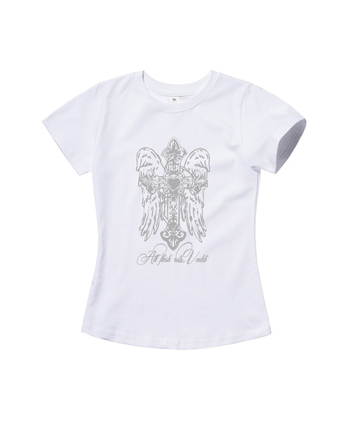 VENHIT(ベンヒット)の「Cross Angel スリムフィット バンパルティ(Tシャツ/カットソー・レディース・カーキ/ホワイト/クリーム/ブラック/シルバー・LARGE/MEDIUM/SMALL)」の1枚目の写真