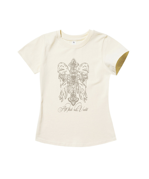 VENHIT(ベンヒット)の「Cross Angel スリムフィット バンパルティ(Tシャツ/カットソー・レディース・カーキ/ホワイト/クリーム/ブラック/シルバー・LARGE/MEDIUM/SMALL)」の3枚目の写真