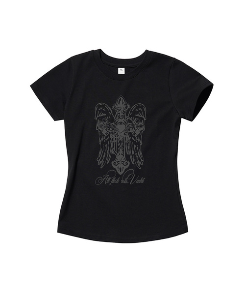 VENHIT(ベンヒット)の「Cross Angel スリムフィット バンパルティ(Tシャツ/カットソー・レディース・カーキ/ホワイト/クリーム/ブラック/シルバー・LARGE/MEDIUM/SMALL)」の2枚目の写真