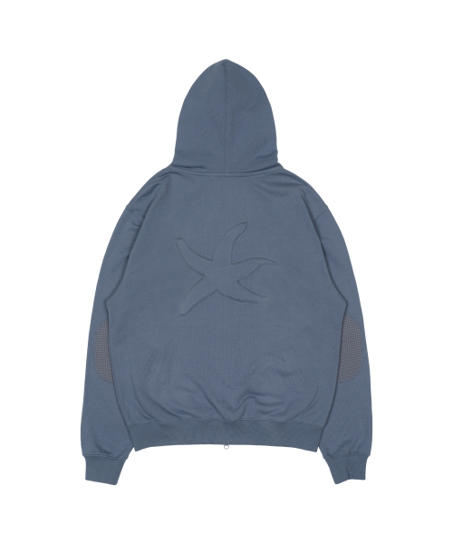 THECOLDESTMOMENT(ザコールデストモーメント)の「TCM check elbow patch hooded zip-up (blue)(パーカー・レディース・その他・S/M/L)」の3枚目の写真