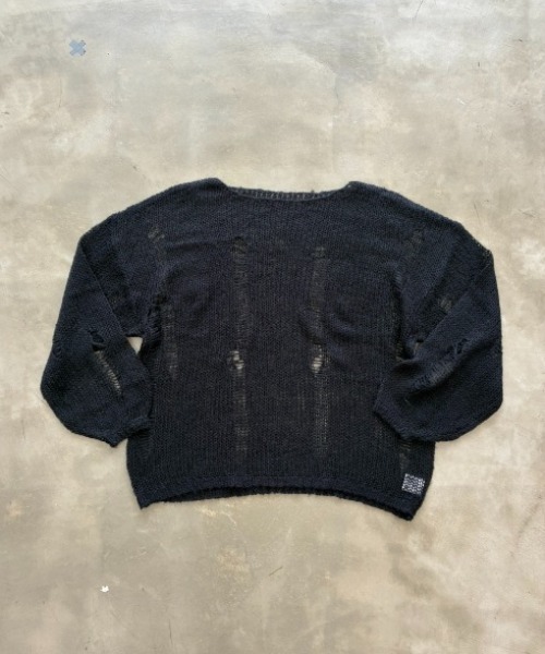 SHAGGIE（シャギー）の「袖バルーンダメージ入りシアーニット（ニット/セーター・レディース・ピンク/ベージュ/ブラック・FREE）」の11枚目の写真