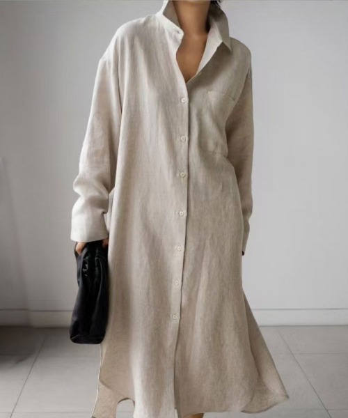 SallyLunn(サリーラン)の「ベーシックシャツワンピース(シャツワンピース・レディース・ブラック/アイボリー・MEDIUM/LARGE)」の9枚目の写真