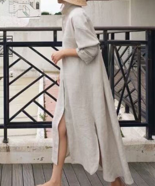 SallyLunn(サリーラン)の「ベーシックシャツワンピース(シャツワンピース・レディース・ブラック/アイボリー・MEDIUM/LARGE)」の7枚目の写真