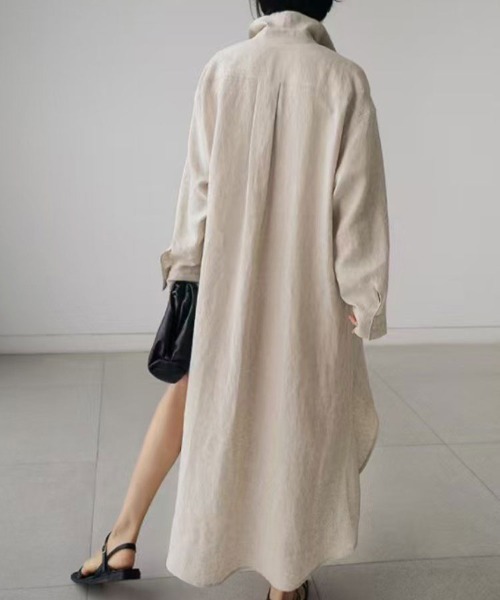 SallyLunn(サリーラン)の「ベーシックシャツワンピース(シャツワンピース・レディース・ブラック/アイボリー・MEDIUM/LARGE)」の6枚目の写真