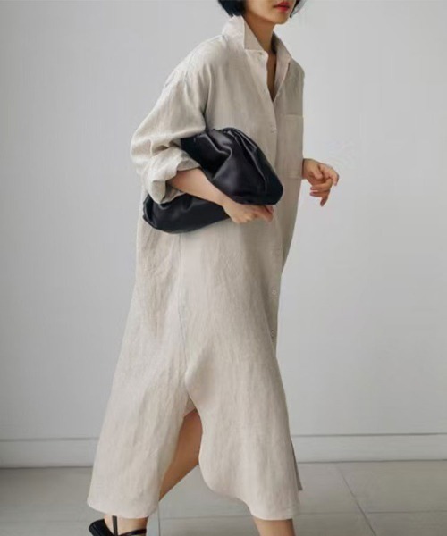 SallyLunn(サリーラン)の「ベーシックシャツワンピース(シャツワンピース・レディース・ブラック/アイボリー・MEDIUM/LARGE)」の10枚目の写真