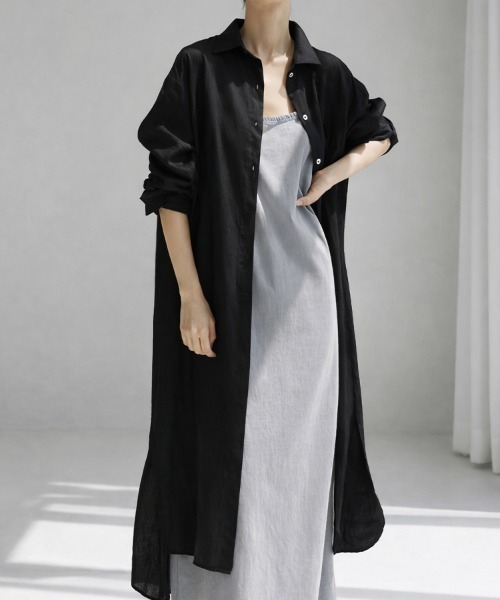 SallyLunn(サリーラン)の「ベーシックシャツワンピース(シャツワンピース・レディース・ブラック/アイボリー・MEDIUM/LARGE)」の13枚目の写真