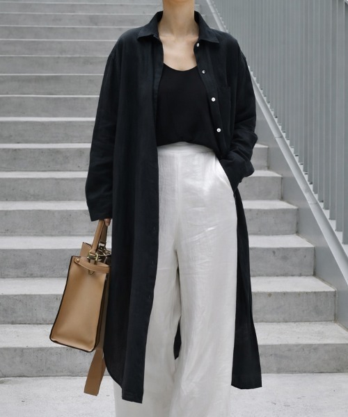 SallyLunn(サリーラン)の「ベーシックシャツワンピース(シャツワンピース・レディース・ブラック/アイボリー・MEDIUM/LARGE)」の14枚目の写真