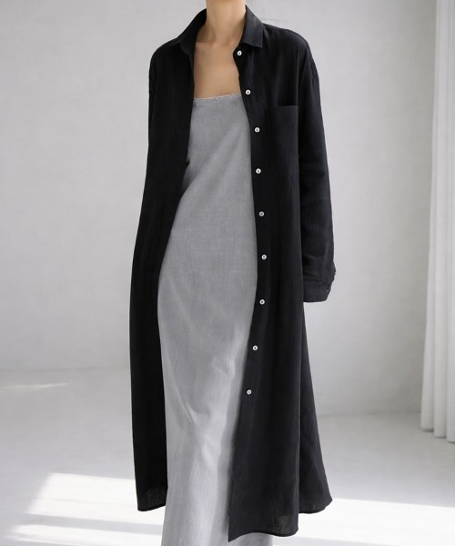 SallyLunn(サリーラン)の「ベーシックシャツワンピース(シャツワンピース・レディース・ブラック/アイボリー・MEDIUM/LARGE)」の15枚目の写真