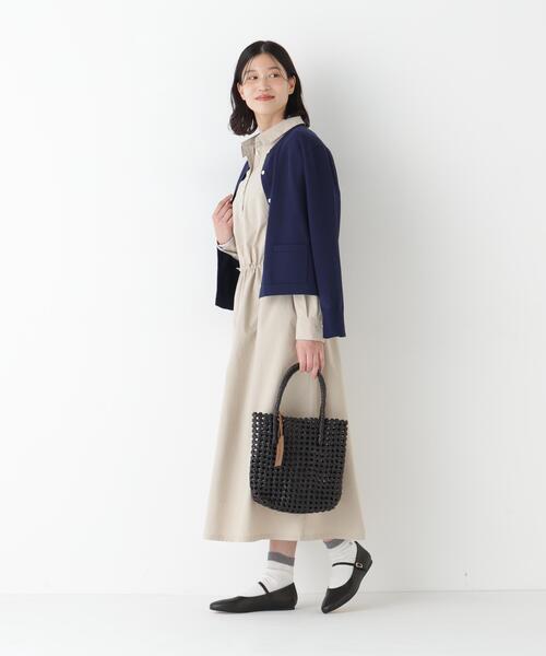 human woman(ヒューマンウーマン)の「◆【ウォッシャブル】ドロストシャツワンピース(ワンピース・レディース・ベージュ/ネイビー・MEDIUM)」の9枚目の写真