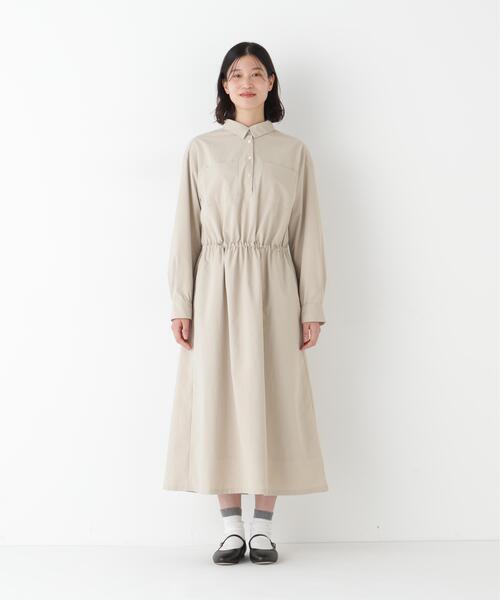 human woman(ヒューマンウーマン)の「◆【ウォッシャブル】ドロストシャツワンピース(ワンピース・レディース・ベージュ/ネイビー・MEDIUM)」の10枚目の写真