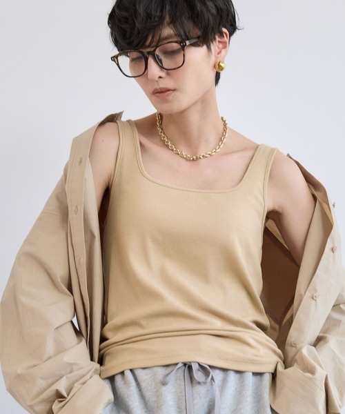 BARNYARDSTORM（バンヤードストーム）の「BARNYARDSTORM / 綿シルクベアテレコタンク（タンクトップ・レディース・ホワイト/ブラウン/ベージュ/グレー/ブラック・1/0）」の21枚目の写真