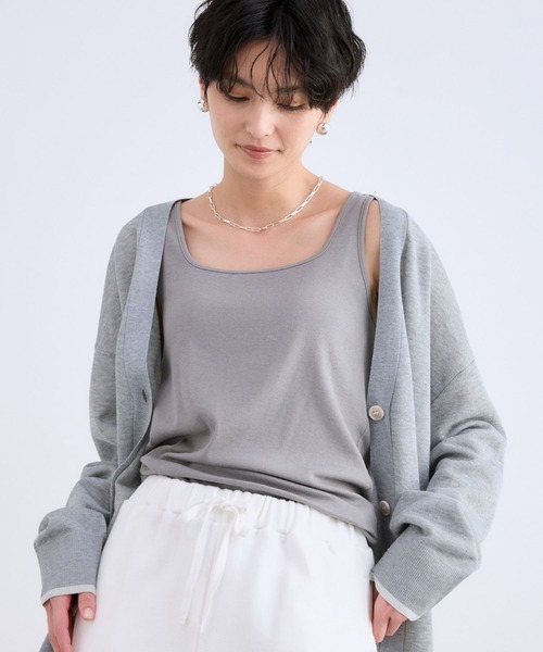 BARNYARDSTORM（バンヤードストーム）の「BARNYARDSTORM / 綿シルクベアテレコタンク（タンクトップ・レディース・ホワイト/ブラウン/ベージュ/グレー/ブラック・1/0）」の11枚目の写真