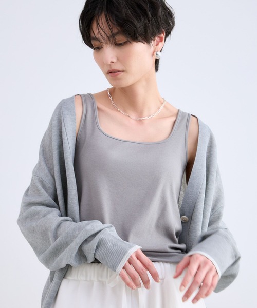 BARNYARDSTORM（バンヤードストーム）の「BARNYARDSTORM / 綿シルクベアテレコタンク（タンクトップ・レディース・ホワイト/ブラウン/ベージュ/グレー/ブラック・1/0）」の10枚目の写真