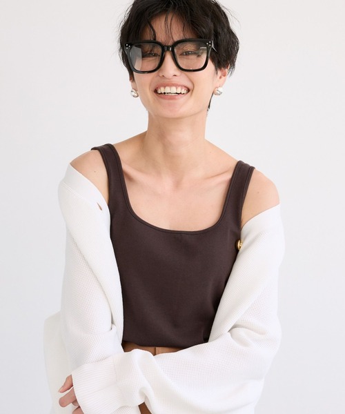 BARNYARDSTORM（バンヤードストーム）の「BARNYARDSTORM / 綿シルクベアテレコタンク（タンクトップ・レディース・ホワイト/ブラウン/ベージュ/グレー/ブラック・1/0）」の18枚目の写真