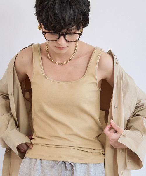 BARNYARDSTORM（バンヤードストーム）の「BARNYARDSTORM / 綿シルクベアテレコタンク（タンクトップ・レディース・ホワイト/ブラウン/ベージュ/グレー/ブラック・1/0）」の22枚目の写真