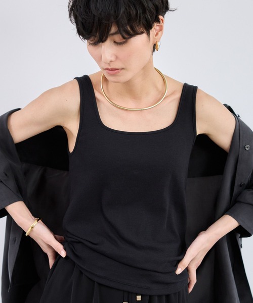 BARNYARDSTORM（バンヤードストーム）の「BARNYARDSTORM / 綿シルクベアテレコタンク（タンクトップ・レディース・ホワイト/ブラウン/ベージュ/グレー/ブラック・1/0）」の15枚目の写真