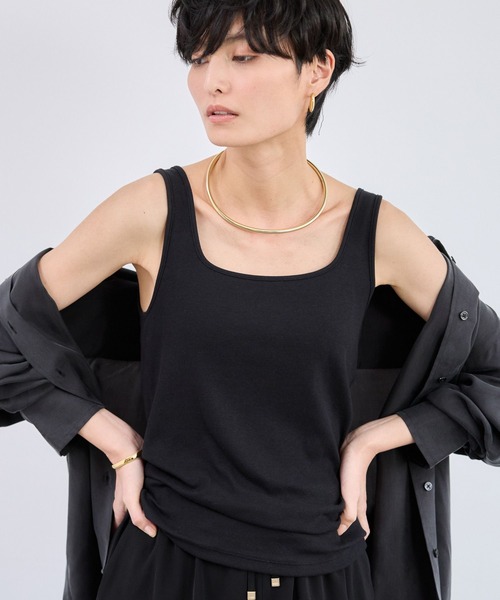 BARNYARDSTORM（バンヤードストーム）の「BARNYARDSTORM / 綿シルクベアテレコタンク（タンクトップ・レディース・ホワイト/ブラウン/ベージュ/グレー/ブラック・1/0）」の16枚目の写真