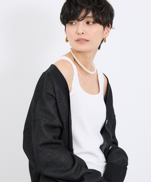 BARNYARDSTORM（バンヤードストーム）の「BARNYARDSTORM / 綿シルクベアテレコタンク（タンクトップ・レディース・ホワイト/ブラウン/ベージュ/グレー/ブラック・1/0）」の8枚目の写真