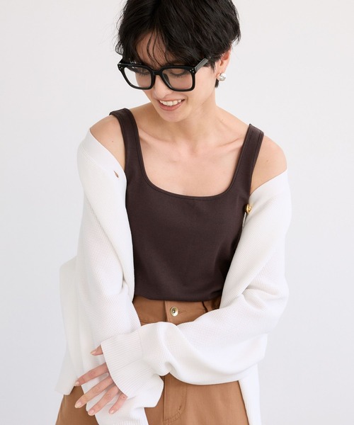 BARNYARDSTORM（バンヤードストーム）の「BARNYARDSTORM / 綿シルクベアテレコタンク（タンクトップ・レディース・ホワイト/ブラウン/ベージュ/グレー/ブラック・1/0）」の19枚目の写真