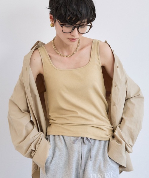 BARNYARDSTORM（バンヤードストーム）の「BARNYARDSTORM / 綿シルクベアテレコタンク（タンクトップ・レディース・ホワイト/ブラウン/ベージュ/グレー/ブラック・1/0）」の20枚目の写真