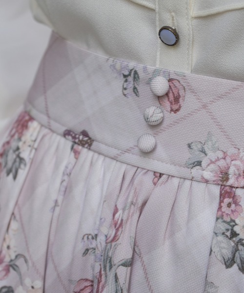 axes femme（アクシーズファム）の「チェック×フラワー柄スカート