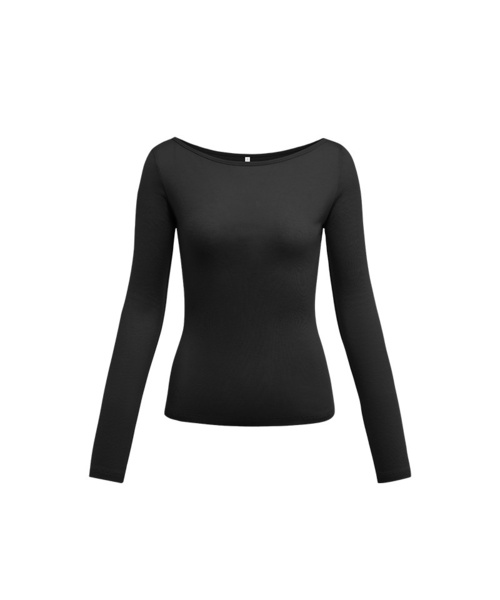 BUTTON SEOUL（ボタンソウル）の「[ウィメンズ] ウールブレンドソフトストレッチオフショルダー長袖ニット(3 COLORS)（Tシャツ/カットソー・レディース・ブラック/ピンク/ライトグレー・SMALL/MEDIUM/LARGE）」の2枚目の写真