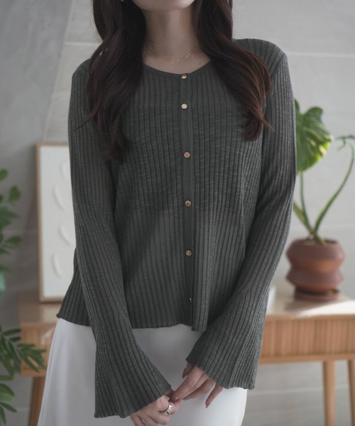 junoah(ジュノア)の「リブシアー金ボタンニットカーディガン(カーディガン/ボレロ・レディース・チャコール/アイボリー/ブラック・LARGE/MEDIUM)」の3枚目の写真