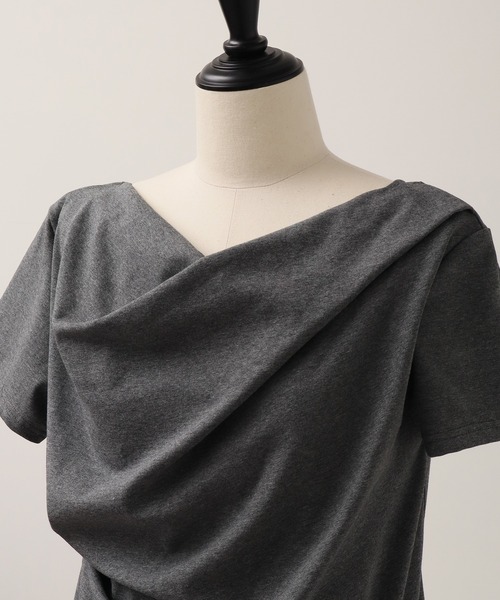 NOGLE(ノグル)の「【NOGLE/ノグル】ドレープ半袖Tシャツ(Tシャツ/カットソー・レディース・チャコールグレー/ブラック/ピンク/ホワイト・FREE)」の15枚目の写真