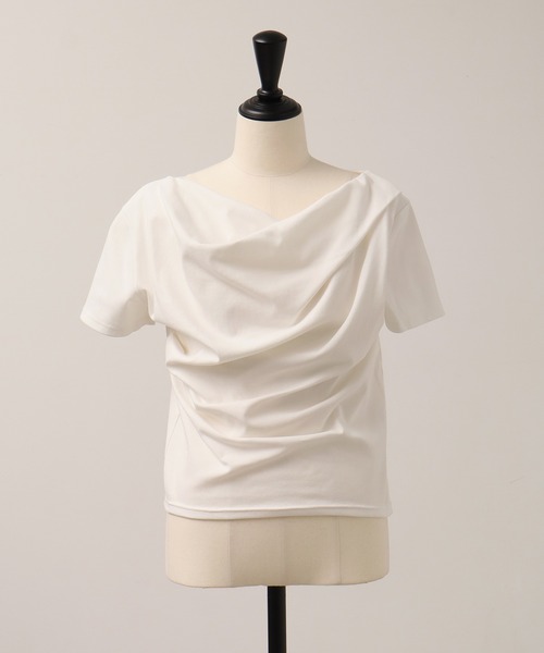 NOGLE(ノグル)の「【NOGLE/ノグル】ドレープ半袖Tシャツ(Tシャツ/カットソー・レディース・チャコールグレー/ブラック/ピンク/ホワイト・FREE)」の9枚目の写真