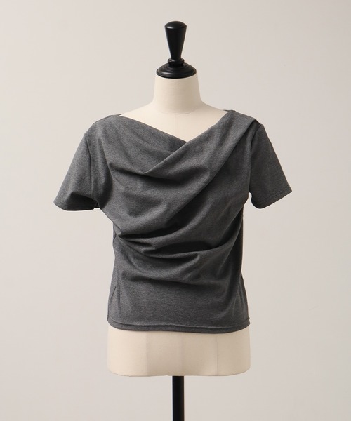 NOGLE(ノグル)の「【NOGLE/ノグル】ドレープ半袖Tシャツ(Tシャツ/カットソー・レディース・チャコールグレー/ブラック/ピンク/ホワイト・FREE)」の6枚目の写真