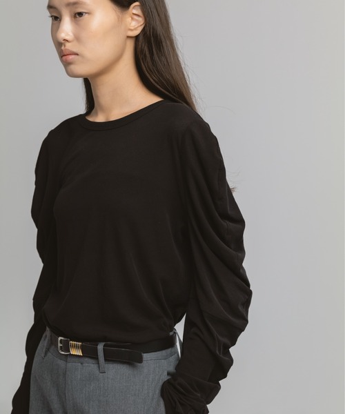 CINOH（チノ）の「SHEF enso SHEER LONG SLEEVE TOP（Tシャツ/カットソー・レディース・ブラック・38）」の11枚目の写真