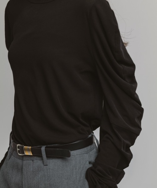 CINOH（チノ）の「SHEF enso SHEER LONG SLEEVE TOP（Tシャツ/カットソー・レディース・ブラック・38）」の12枚目の写真