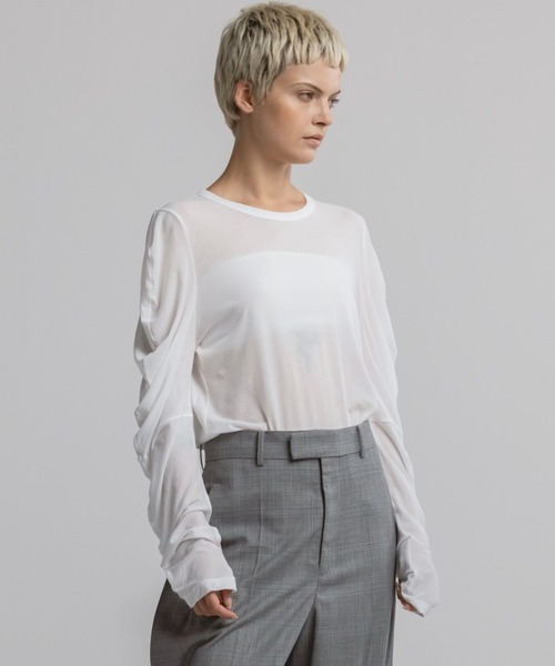 CINOH（チノ）の「SHEF enso SHEER LONG SLEEVE TOP（Tシャツ/カットソー・レディース・ブラック・38）」の13枚目の写真