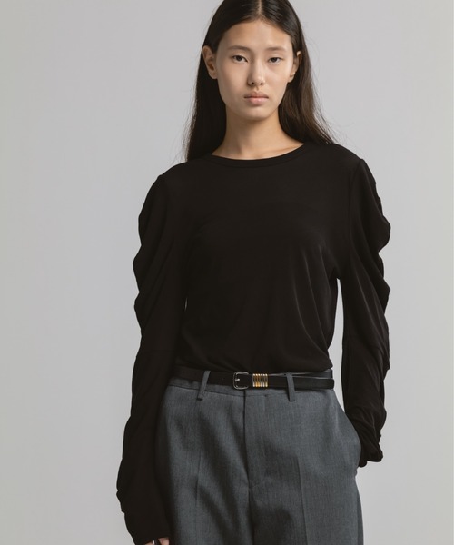 CINOH（チノ）の「SHEF enso SHEER LONG SLEEVE TOP（Tシャツ/カットソー・レディース・ブラック・38）」の3枚目の写真