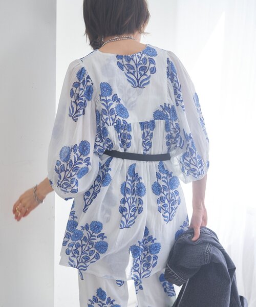 Remind me and forever(リマインドミーアンドフォーエバー)の「【nane】【India Series】フラワー柄チュニックブラウス(シャツ/ブラウス・レディース・イエロー/ブルー・FREE)」の5枚目の写真