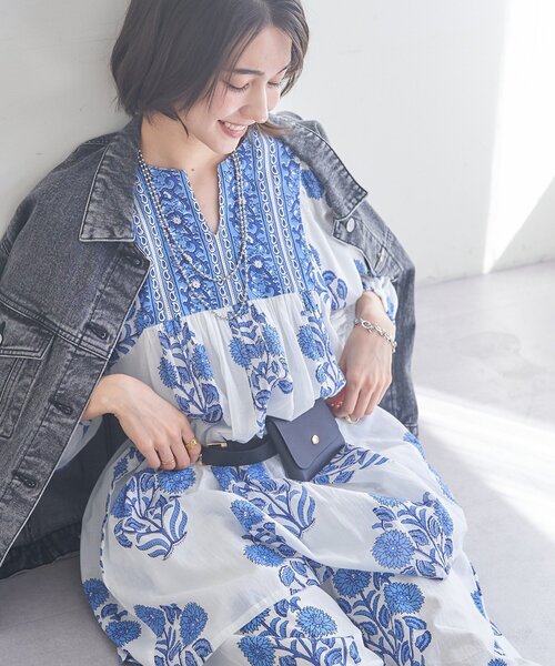 Remind me and forever(リマインドミーアンドフォーエバー)の「【nane】【India Series】フラワー柄チュニックブラウス(シャツ/ブラウス・レディース・イエロー/ブルー・FREE)」の6枚目の写真