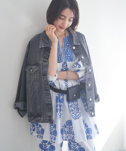 Remind me and forever(リマインドミーアンドフォーエバー)の「【nane】【India Series】フラワー柄チュニックブラウス(シャツ/ブラウス・レディース・イエロー/ブルー・FREE)」の8枚目の写真