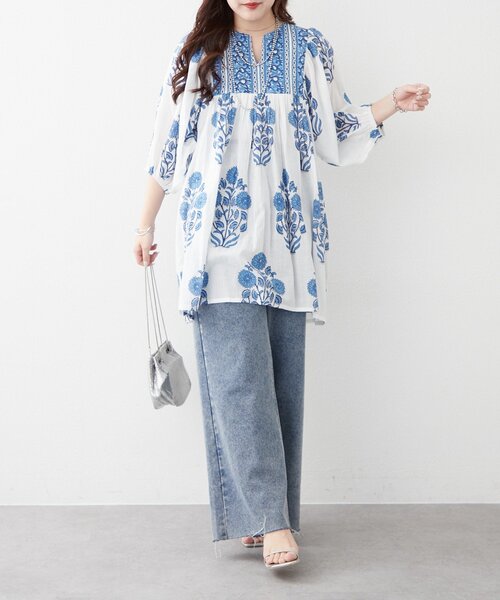 Remind me and forever(リマインドミーアンドフォーエバー)の「【nane】【India Series】フラワー柄チュニックブラウス(シャツ/ブラウス・レディース・イエロー/ブルー・FREE)」の14枚目の写真