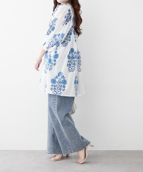 Remind me and forever(リマインドミーアンドフォーエバー)の「【nane】【India Series】フラワー柄チュニックブラウス(シャツ/ブラウス・レディース・イエロー/ブルー・FREE)」の15枚目の写真