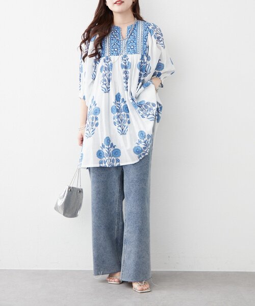 Remind me and forever(リマインドミーアンドフォーエバー)の「【nane】【India Series】フラワー柄チュニックブラウス(シャツ/ブラウス・レディース・イエロー/ブルー・FREE)」の16枚目の写真