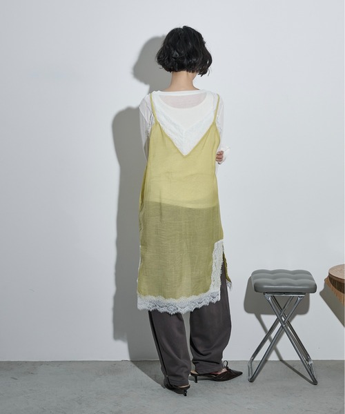 THE YOn（ザヨン）の「レース切替シアーキャミチュニック（ワンピース・レディース・ライム/オフホワイト/チャコールグレー・FREE）」の19枚目の写真