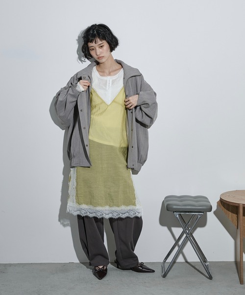 THE YOn（ザヨン）の「レース切替シアーキャミチュニック（ワンピース・レディース・ライム/オフホワイト/チャコールグレー・FREE）」の22枚目の写真